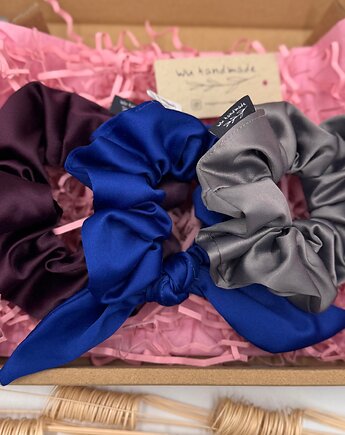 Zestaw satynowych scrunchies, wu handmade