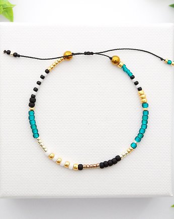 Bransoletka Minimal Hematite - Turquoise & Gold, Ilovehandmade