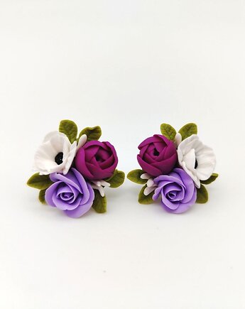 Kolczyki bukieciki kwiatowe mini ręcznie robione biżuteria kwiatowa, Albina LaBelle