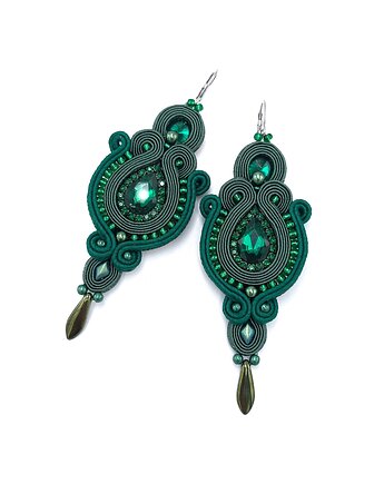 Kolczyki sutasz zielone wieczorowe długie z kryształkiem Margo, Katrina Rossa