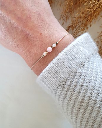 bransoletka z opalem różowym, LEI handmade 