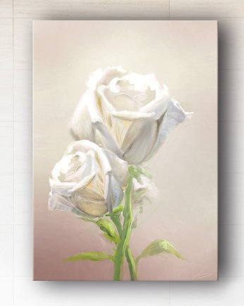 Obraz - Kremowe róże - wydruk na płótnie, OSOBY - Prezent dla dziewczynki