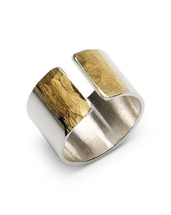 Pierścionek srebrny z końcówkami złoconymi, Ade Art