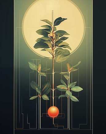 Plakat z motywem roślinnym pt. Geometria roślin V, Manon