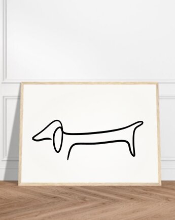 PLAKAT z psem, PIES, jamnik ilustracja, rysunek, black dot studio