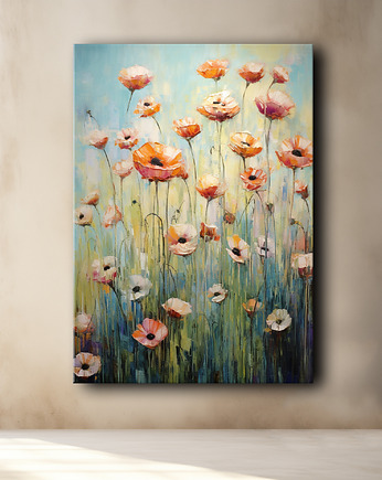 Polne tulipany - Plakat - Olej, Boho, Abstrakcja, Black Sapphire Art