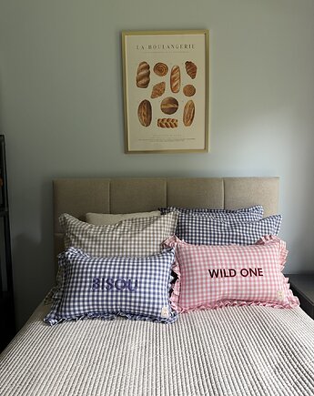 Gingham pink - poduszka ozdobna z własnym napisem, Muzpony