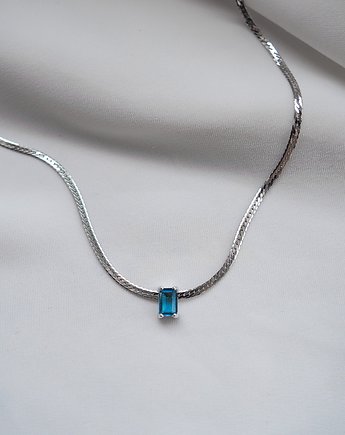 Naszyjnik łańcuch srebrny z niebieską cyrkonią CASSIE, OSOBY - Prezent dla babci