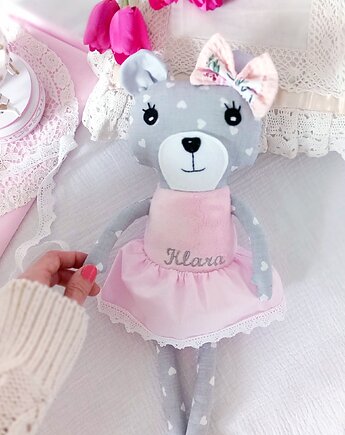 Wyjątkowa przytulanka MIŚ MISIO  minky HAFT imię dziecka, Atelier Liliputki