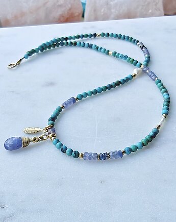 Letnie lśnienia z tanzanitem i turkusem - naszyjnik, Studio Gazela