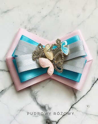 Brosza z Motylkami z kryształkami, Pudrowy Różowy