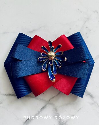 Brosza z nowoczesnym granatowym Kwiatem  Nowość, Pudrowy Różowy