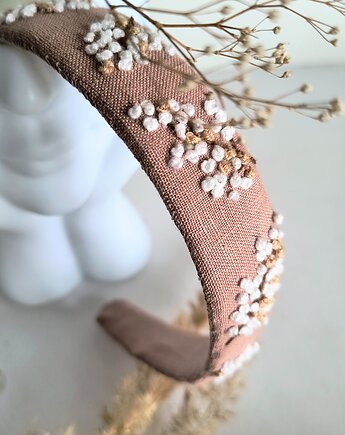 Opaska Lniana haftowana Łososiowa, nanowoshop