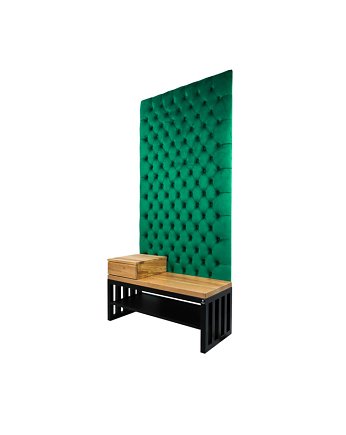 Ławka Metalowa z Panelem Ściennym Pikowanym Siedzisko Drewno Lite LPPK-52, EMRA WOOD DESIGN
