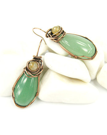 Kolczyki z awenturynem i agatem, Blue Pearl Art