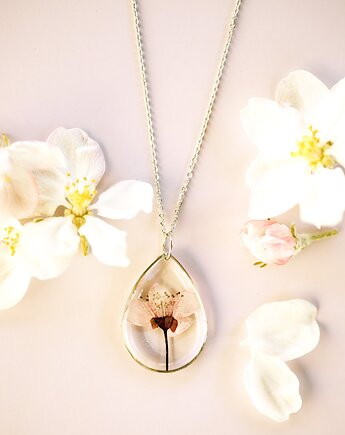 Naszyjnik z kwiatem wiśni, wiosenny naszyjnik, cherry blossom, kwiaty biżuteria