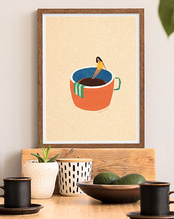 Pierwszy łyk espresso - plakat z kawą, minimalmill