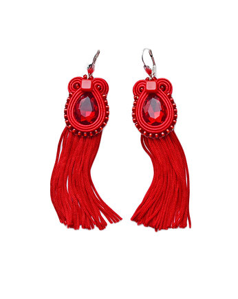 Czerwone kolczyki soutache z chwostami, Mró Soutache