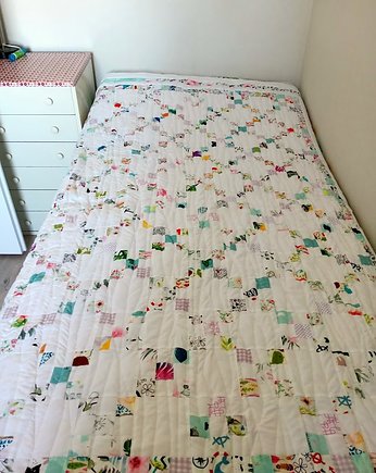 Narzuta patchworkowa, pled,dwustronna, Helena Kamińska