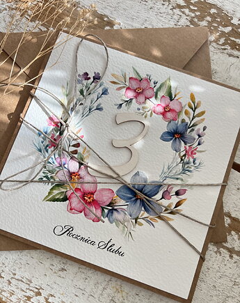 Wyjątkowa kartka ręcznie robiona z okazji 3 rocznicy ślubu, sorte