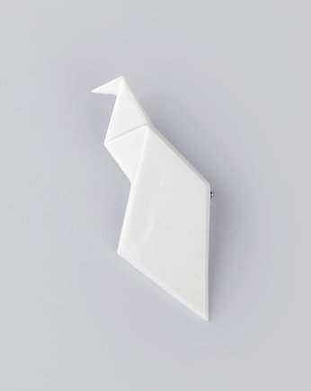 Broszka Porcelanowa Origami Paw Biała, StehlikDesign
