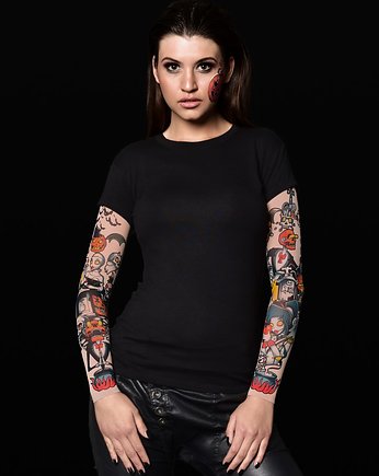 T-shirt damski z tatuażem Halloween Pumpkins, dirrtytown clothing