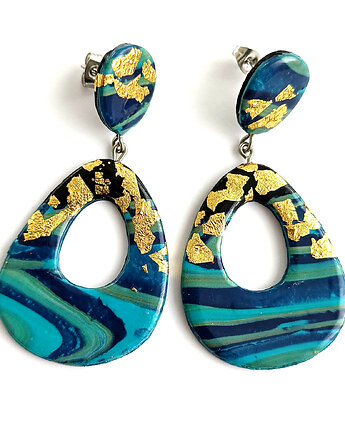 Duże Kolczyki Turkusowo Złote, OMIFIMO