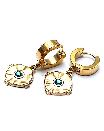 Kolczyki pozłacane Alloys Collection Coins /blue zircone/ vol. 2, KiKa pracownia