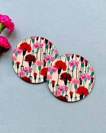 Podkładki pod kubek- Goździki- ilustracja- kwiaty, BOSKE