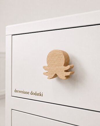 Drewniane gałki do mebli, z drewna, MORSKIE, ośmiornica, Drewniane dodatki