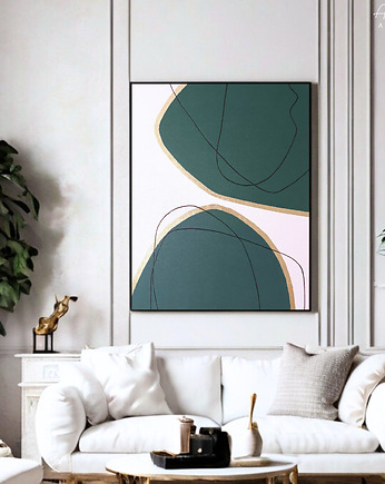 ZŁOTE KONTURY HARMONII  Ręcznie malowany obraz ze złotem 70x100 cm, Anna Jatczak Art