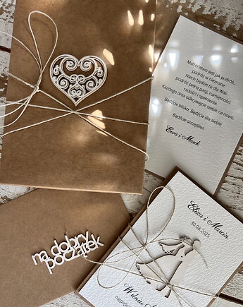 Oryginalna kartka ślubna ręcznie robiona z personalizacją, sorte