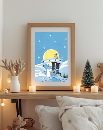 PLAKAT Zima Muminków Muminki ilustracja, black dot studio