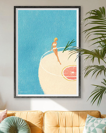 Wakacyjny koktajl - plakat gin z tonikiem, minimalmill