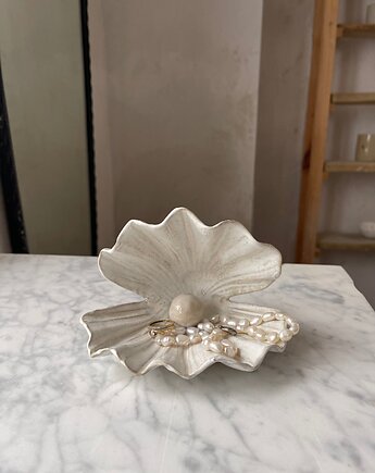 Ceramiczna Muszla Muszelka Skarbiec z Perłą na Biżuterię Milky Romantic, Maison Fragile