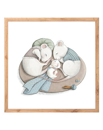 Plakat na narodziny do pokoju chłopca, 30x30cm,  Hi Little, HI LITTLE