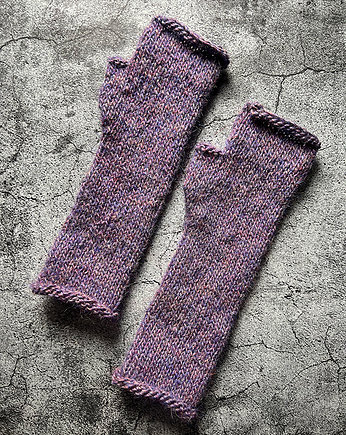 Ciepłe mitenki z wełny owczej i lamy fioletowe, Made by Jaga