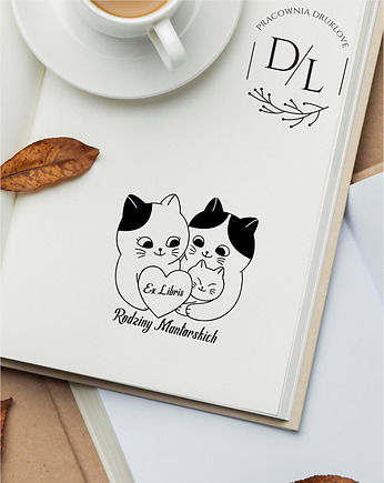 Stempel Ex Libris Exlibris personalizowany Kot 24, DrukLove