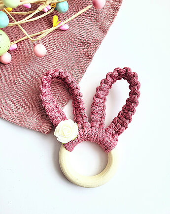 Wielkanoc - Podstawka pod jajko lub Serwetnik Zając Brudny róż, ACTP