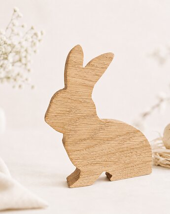 Wielkanocny króliczek z drewna, dąb 15cm, Drewniane dodatki
