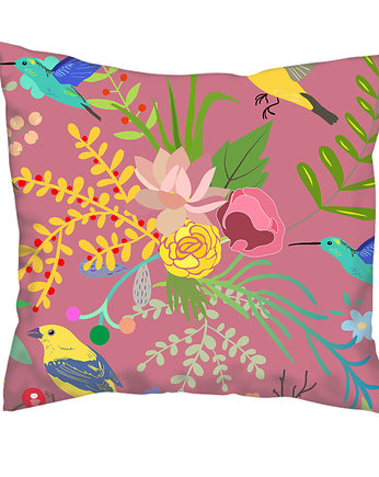Poduszka full print, kwiaty i ptaki, Love Life and Forest