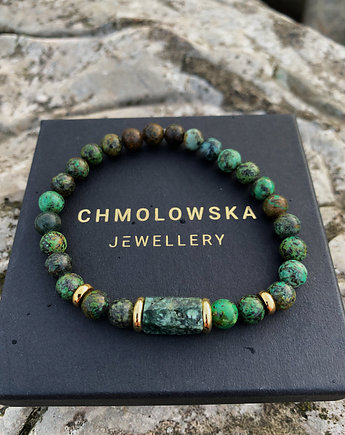 Bransoletka Męska Unikatowa: serafnit & turkus afrykański, Chmolowska Jewellery