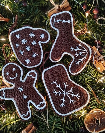 Szydełkowe pierniczki - zawieszki na choinkę, wernika