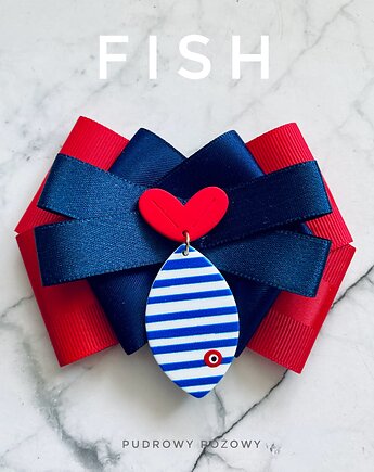 Brosza Pop Art z Rybką Marine New Kolekcja FISH, Pudrowy Różowy