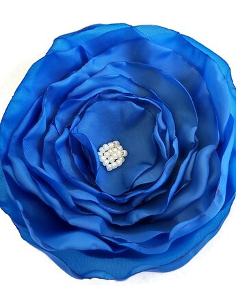 Duża broszka niebieska 12cm kwiat kwiatek, Made by Joan