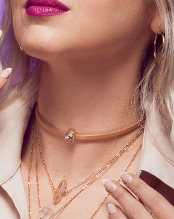Choker ze skóry Crystal Beige, AFRODITTE COLLECTION