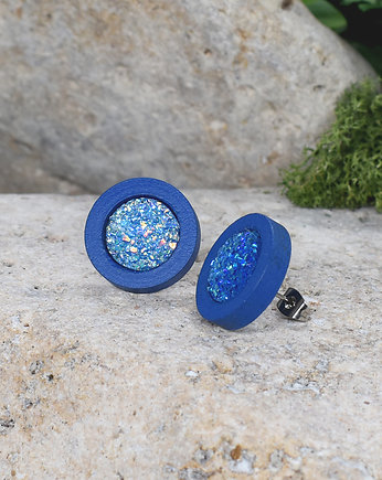 Drewniane kolczyki wkrętki kolorowe boho, Spirit Of Copper