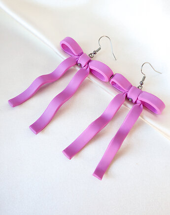 Duże boho kokardy kolczyki lila, Lemon Lovely