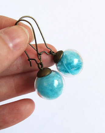 Jasno niebieskie pióra - kolczyki wiszące brąz, yenoo