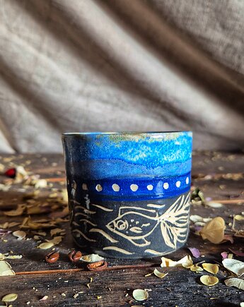 Kubek sgraffito morze, ryby, kubek oceaniczny, złota rybka